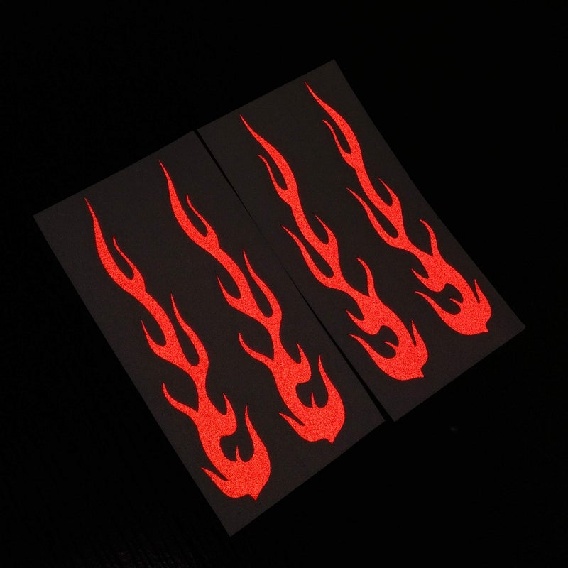 CUSHYSTORE Red Hot Rod Flame Fire Tribal Retro Reflective Decals Sticker for Helmet Cane Bicycle 1"x5", 4 Pack - Image 3